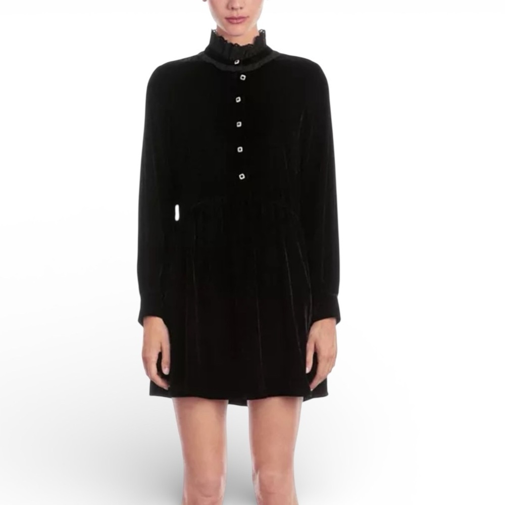 The Kooples Velvet Stand Collar Mini Dress